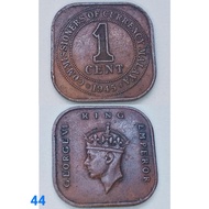 Old Coin  1Cent $ (1945 years)  Commission of Currency MALAYA for Coin Collections All Series Coin F