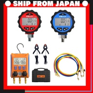 Elitech PG-30Pro Digital Pressure Gauge/ LMG-10 Digital Manifold Gauge/ 3-Color Refrigerant Hose Set