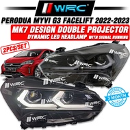 Perodua Myvi G3 Facelift 2022 - 2023 MK7 Design Double Projector Dynamic Led Headlamp With Signal Ru