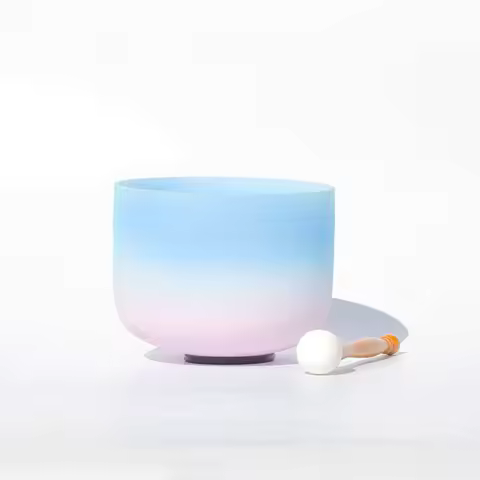 Hye-eun 7 Inch A/B/C/D/E/F/G Note 432hz/440hz Rainbow Frosted Crystal Singing Bowl for Sound Healing