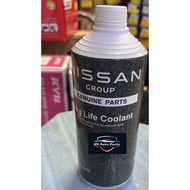 GENUINE NISSAN LONG LIFE COOLANT (LLC) COOLANT IN GREEN OR BLUE.