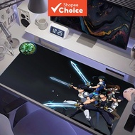 Cool Adventurer Team with Light Blade XXL Desk Pad, Fantasy RPG Anime Characters Print, Anti-Slip Ru
