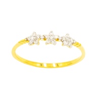 Happy Jewelry แหวนดอกไม้เพชร 3 ดอก ทองแท้ 9k 37.5% เพชรเกสร ME044