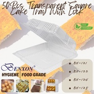 BX-121 / BX-122 / BX-124 / BX-125 50Pcs Transparent Square Cake Tray With Lock - Benxon