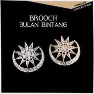 Brooch Dokoh Bulan Bintang Kerongsang Songkok Tanjak Tengkolok Bulan Bintang Gold Silver Metal