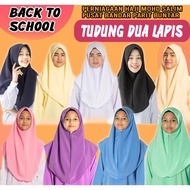 Tudung Sarung Sekolah Dua Lapis Safa Kain Licin Koshibo Menengah Rendah Putih Hitam Biru Pengawas Ge