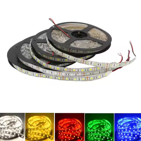 5V 12V 24V LED Light Strip Waterproof SMD 5050 5M Ledstrip 5 12 24 V Volt RGB Tape LED Strip Light F