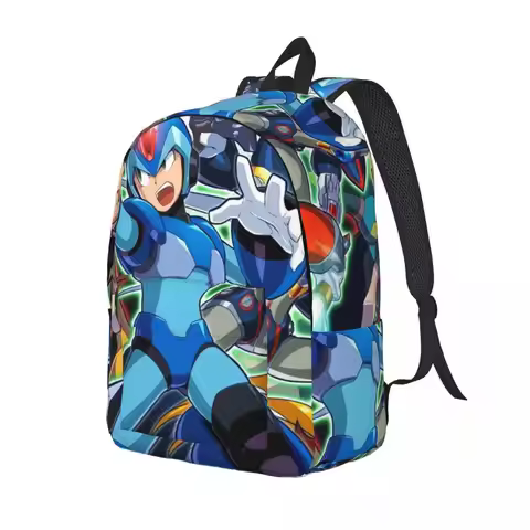 Megaman Video Game Mega Man Backpack Daypack Large Capacity Boys Girls BookBag School Bag Shoulder B