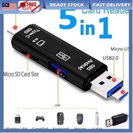 The ShopKl 5 In 1 Usb 3.0 Multifunction Memory Card Reader Type C Usb Micro Usb Reader Adapter Tf SD