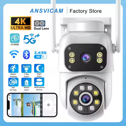 4K Ultra HD PTZ Security Camera 5G WIFI Cam Dual Lens Dual Screen View AI Human Tracking Two-Way Aud