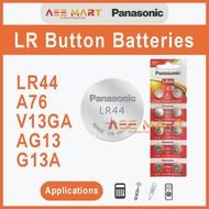 (Original) Panasonic LR44 Micro Alkaline Battery Button Cell | Bateri (1pc/10pcs) A76 V13GA AG13 G13