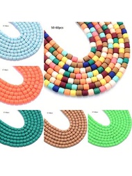 Aprox. 57-60 piezas/Color de cuentas sueltas cerámicas suaves de 6MM de forma cilíndrica, adecuadas para hacer collares y pulseras DIY, embalaje de un solo color