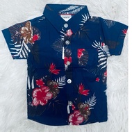 NEW Kemeja floral Blue Shirt Kids Baju Budak Lelaki Baby Murah Jalan Boy Casual Wear bunga hawaii