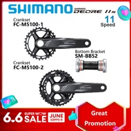 Shimano M5100ข้อเหวี่ยง Deore 1X11 2X11ความเร็ว170มม. 175มม. 30T 32T 36-26T จักรยานเสือภูเขาอะลูมินัมอัลลอยชุดข้อเหวี่ยงจักรยานเทคโนโลยีกลวง MTB แขนข้อเหวี่ยงพร้อม BB52อุปกรณ์เสริมจักรยานดั้งเดิม