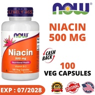 Niacin 500 mg Vitamin B3 NOW Foods 100 Veg Tablets