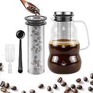 TRINIDa Cold Brew Pitcher, 2000ml/67oz High Borosilicate Glass, -4°F to 266°F, Stainless Steel 150 M