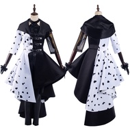 Cruella de Vil Cosplay Cruella Dress Costume Halloween Outfit Party Dress