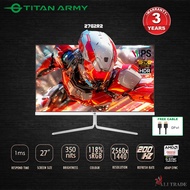 TITAN ARMY 27” FAST IPS QHD 2K 200Hz 1ms 118%sRGB Adaptive Sync White Gaming Monitor (27G2R2)