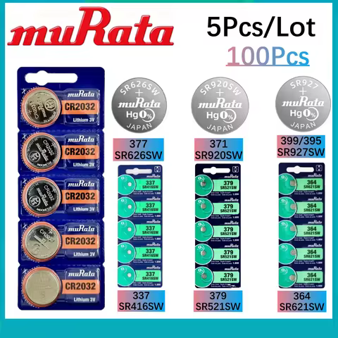 100pcs Murata CR2032 SR416SW 337 SR521SW 379 SR621SW 364 SR626 377 371 399 395 Silver Oxide Battery 
