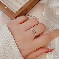 Sterling Silver Hand Jewelry ins Index Finger Ring 999 Pearl Empress Feng Open Sweet Ring Girlfriend