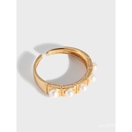 Ins Ring Simple Cool Style Light Luxury Korean Version Pearl Sterling Silver S925 Square DILAGE-091 