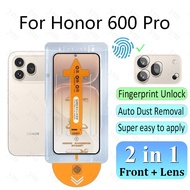 2 In 1 Honor 600 Pro Fingerprint Unlock HD One-click Tempered Glass Screen Protector Dust Free Prote