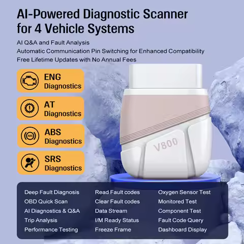 V800 OBD2 Code Reader | 4-System Diagnostic Tool (Engine, AT, ABS, SRS) with AI Q&A & Lifetime Free 