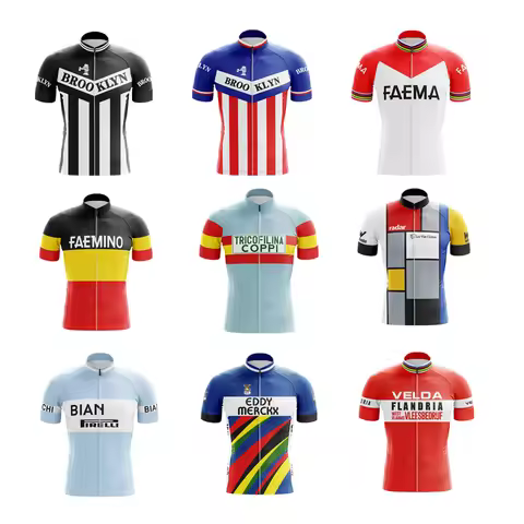Borooklyn Retro Cycling Jersey Men Coppi Road Bike Jersey Breathable Mtb Clothing Summer Maillot Cic