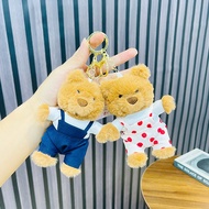 H9Z9 Cute Overalls Bear Plush Doll Pendant Teddy Bear Plush Doll Keychain Bag Pendant Gift
