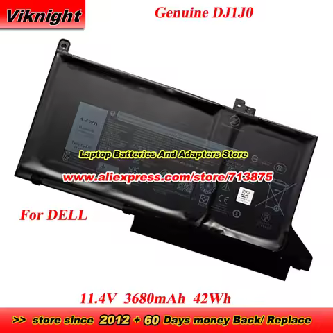 Genuine DJ1J0 Battery 11.4V 3680mAh 42Wh for Dell Latitude 12 7280 7380 7480 7290 7390 7490 5300 531