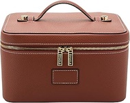 ETOILE - Vanity Case - Stylish Travel Makeup Bag Organizer with Dividers, Ginger Brown, Zippered Van