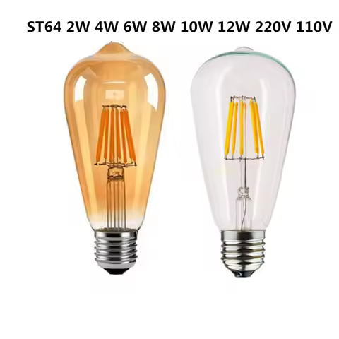 LED Edison Filament Light Bulbs Golden ST64 Dimmable E27 B22 2W 4W 6W 8W 10W 12W 220V 110V 2700K 600