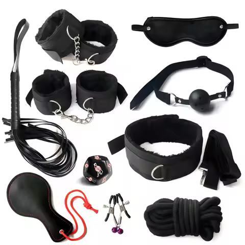 Adjustable Leather BDSM Bondage Set Body Harness Handcuffs Straps Erotic Intimate Party Game Adult T