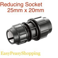 Poly HDPE Fitting Reducing Socket Coupler /Poly Penyambung Paip 25mm x 20mm(READY STOCK)