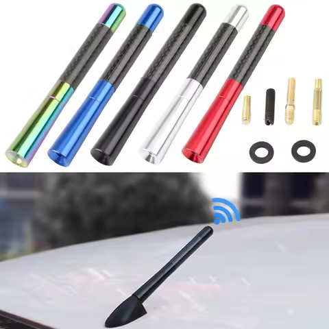 Carbon Fiber Car Roof Antenna with M3 M4 M5 M6 Screws 12cm Black Colorful Radio Aerial Antenna Unive