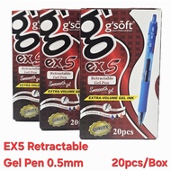 g'soft Gsoft EX5 Retractable Gel Pen Extra-Volumn Gel Ink 0.5mm 20pcs/Box GP-GS-EX5