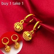 Emas Bangkok Original Cop 916 Gold Earrings Four Leaf Clover Gift for Children and Girlfriends Tulen Emas Bangkok Earrings for Women Earing Anting Anting Perempuan Emas Bangkok Original Cop 916 Birthday Gift Necklace Women Indian Set Earing Korean Style
