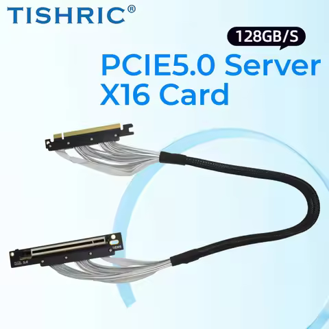TISHRIC PCIE 5.0 16X GPU Riser Cable Gen5 PCI-Express Graphic Card Extension Cable High Speed Shield