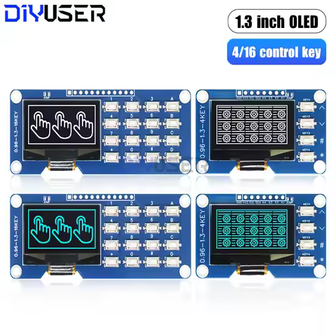 1.3 Inch OLED Display with 4x4 Keyboard Module, SSD1116 128x64 I2C SPI Screen for Arduino Raspberry 