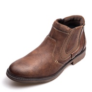 qz-Winter Fashion Men's Chelsea Boots Shoes Genuine Cow Leather Comfortable Good