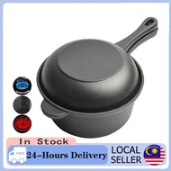 1.5L Cast Iron Dutch Oven with Skillet Lid Natural Nonstick MUDAH BERSIH Gas Induction Camping