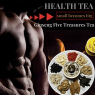 【Healthy Five Treasures Tea】100 pek   MAX Teh ginseng lima harta karun buatan tangan, uncang teh mul