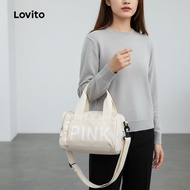 Lovito Beg Bahu Kecil Sporty Cetakan Huruf Tahan Lasak untuk Pickleball Wanita LFA63077