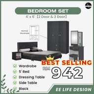 [EE LIFE DESIGN] SET BILIK TIDUR 4' X 6' / QUEEN  BEDROOM SET 4' X 6 ' / WARDROBE 2 DOOR & 3 DOOR