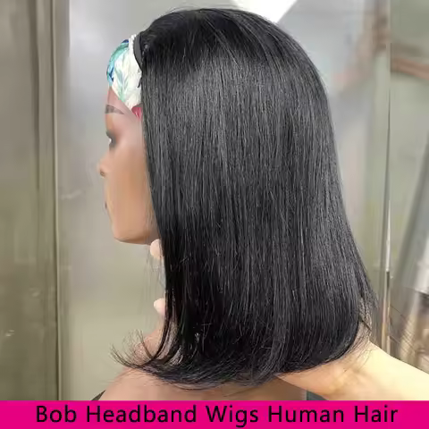 12 Inch Headband Wigs Human Hair Straight Human Hair Wigs Brazilian Short Human Hair Wigs Full Machi