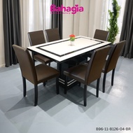 ✨ Free Install ✨Bahagia Copa Marble Dining Set ~ Marble Table ~ Set ~ Meja makan 6 kerusi ~ Dining Room ~ 餐桌椅 96-11