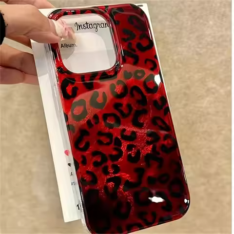 Vortex Print IND Vintage Wine Red Leopard Phone Cover For iPhone 16 15 14 13 12 11 Pro Max XS X XR 7