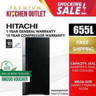 Hitachi 655L Refrigerator Super Big2 Glass Series 2 Door R-VG750PM-1 Fridge