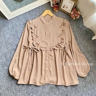 Latest beautiful embroidered blouse, contemporary women's top, cute crinkle mix embroidery blouse - 