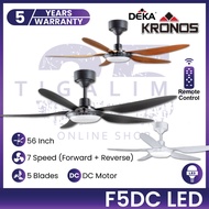 DEKA KRONOS F5DCLED 56 Inch 5 Blades 7 Speed Forward+Reverse DC Motor Remote Control Ceiling Fan with Light Kipas Siling